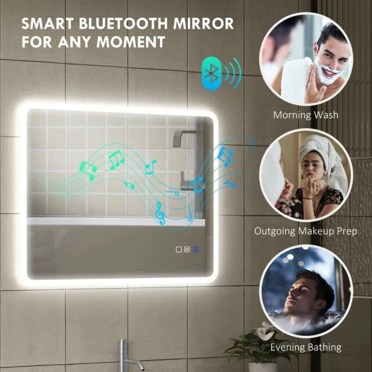 60 x 80 cm Backlit Illuminated Bathroom Mirror wit - Image 2