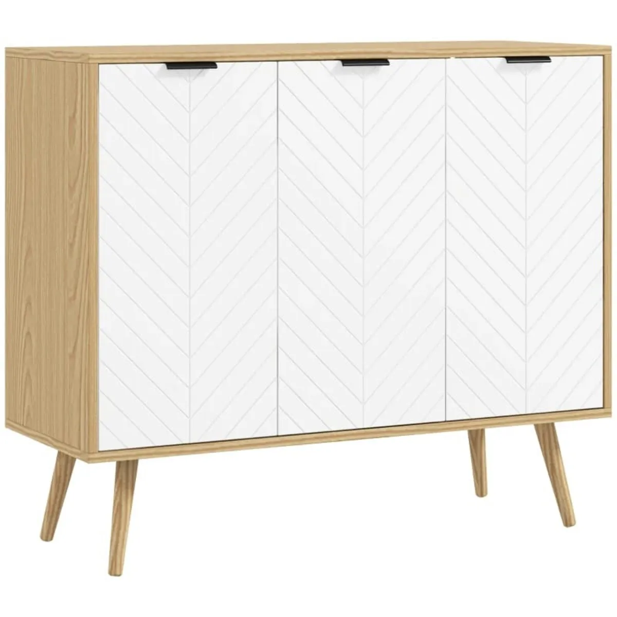 Low sideboard storage cabinet 2 cabinets 3 chevron - Image 1
