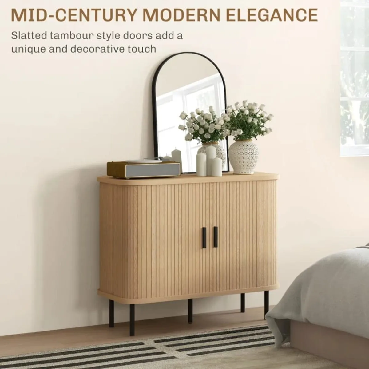 Mid-Century Modern Sideboard Storage Cabinet with - Image 4