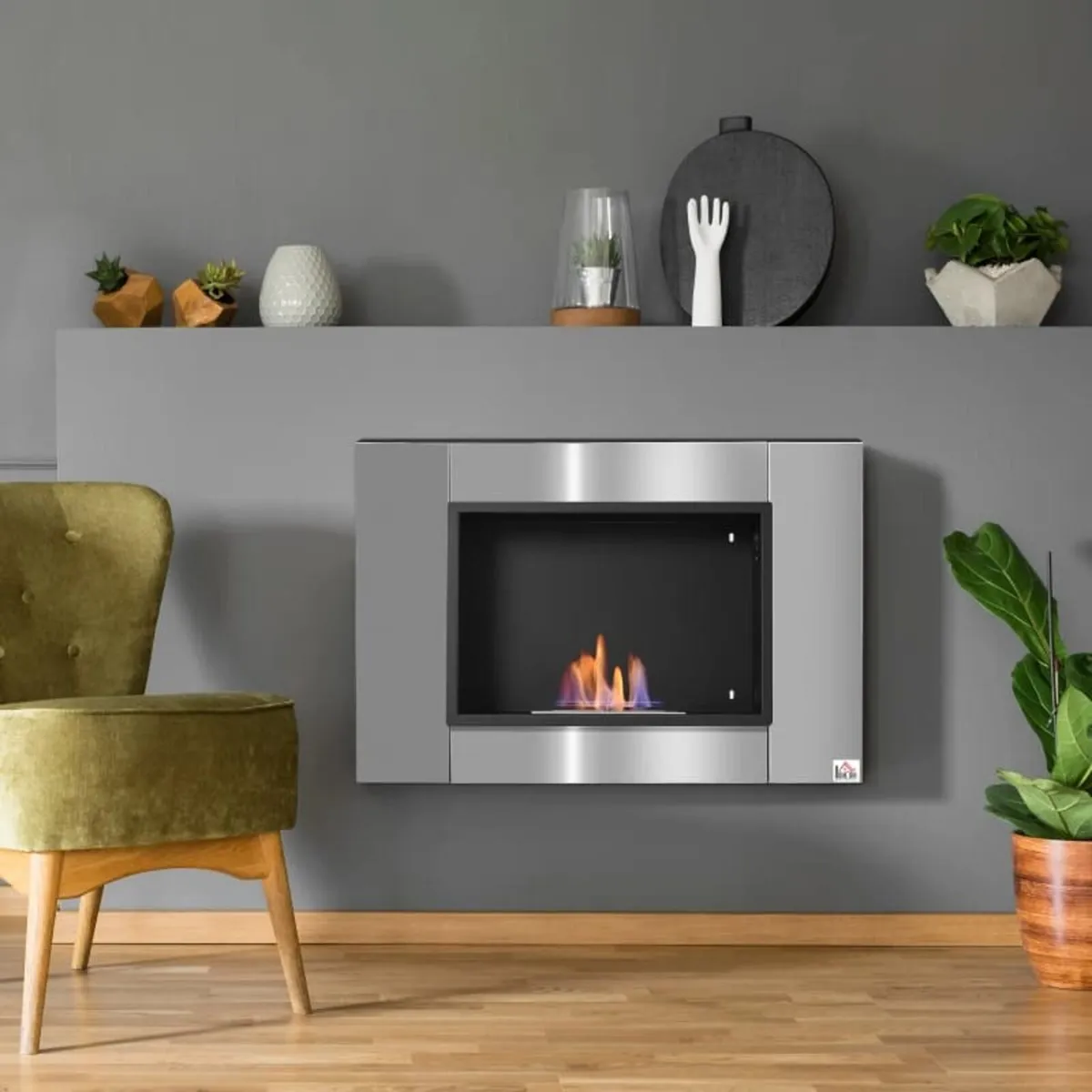 Wall Fireplace Ethanol Fireplace Ventless Real Fla - Image 3