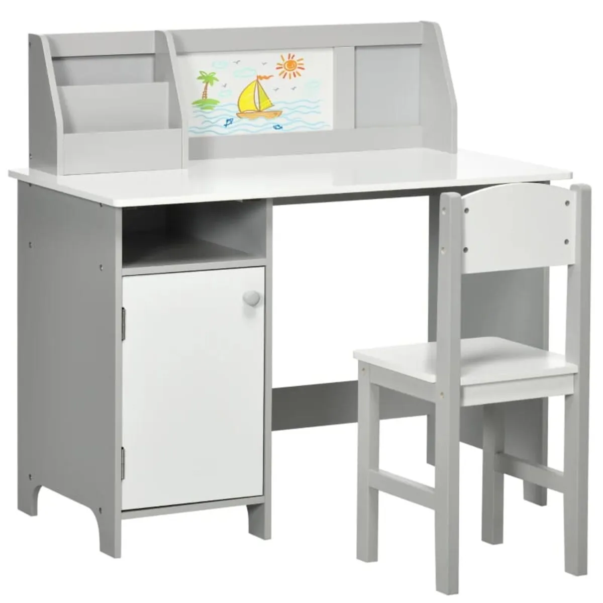 Kids Table and Chair Set w/ Whiteboard - Grey


Fe - Image 1