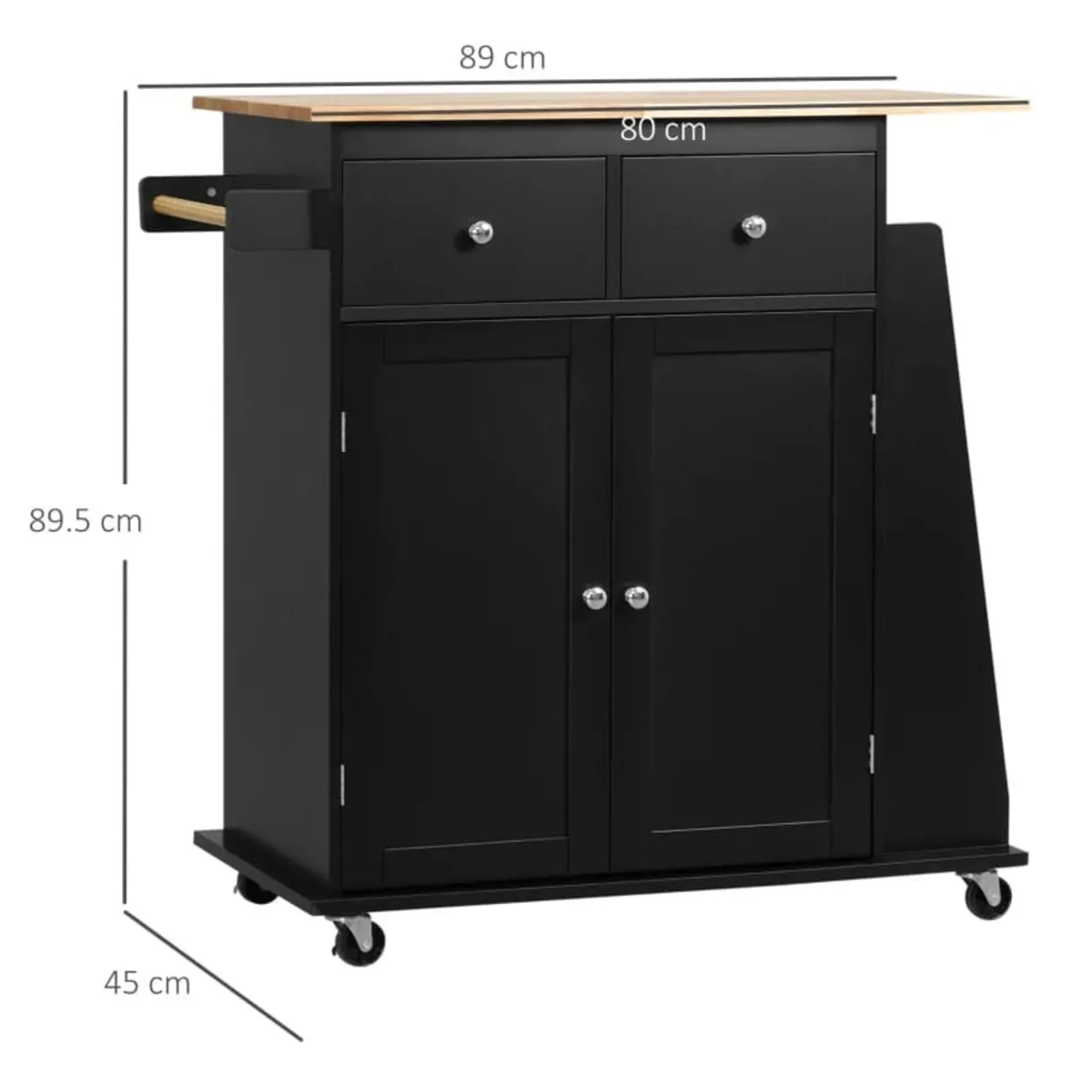Kitchen trolley island with worktop, shelf, bottle - Image 3
