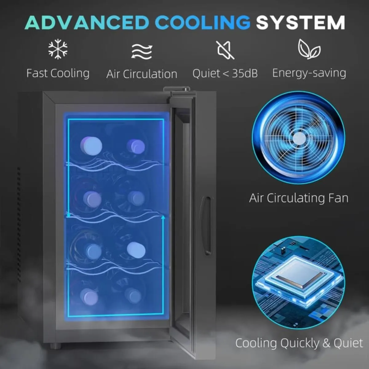 Mini Table Top Wine Fridge, 8 Bottle, 17L, 8-18℃, - Image 4