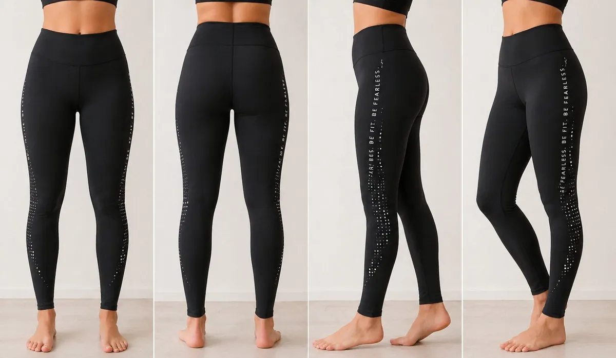 Women's Black "Be Fit Be Fearless" Sports Leggings - Image 1