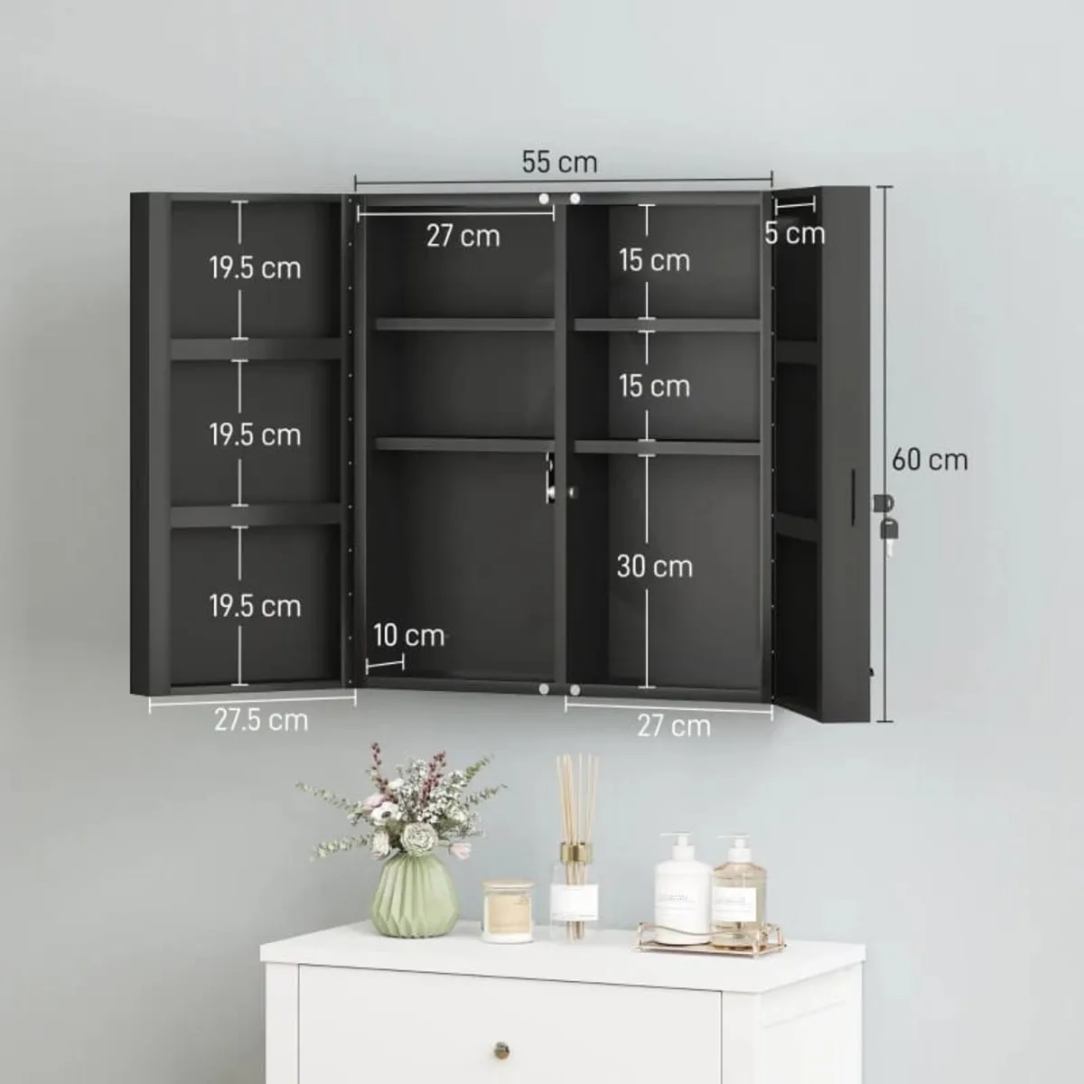 Medicine cabinet, lockable medicine cabinet with 2 - Image 3