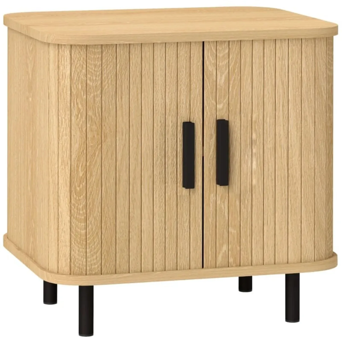 Bedside Table, Nordic Side Table with Roller Shutt - Image 1