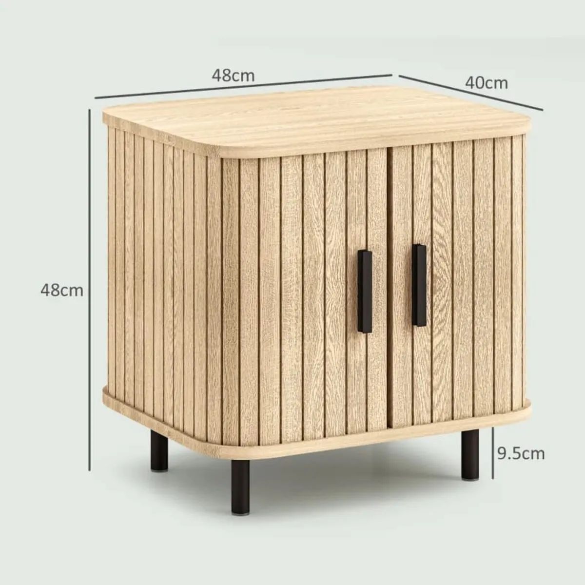 Bedside Table, Nordic Side Table with Roller Shutt - Image 3