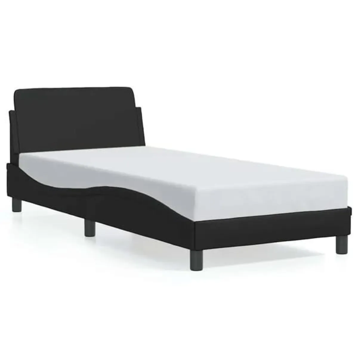 Bed Frame "Dover" Black 90x190 cm Single Faux Leat - Image 2