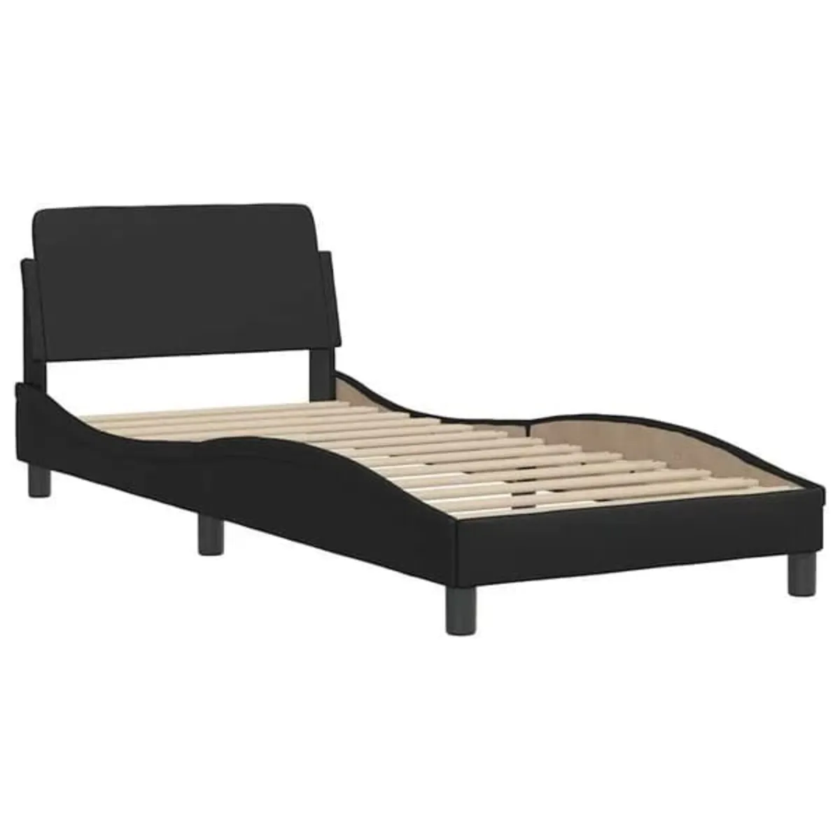 Bed Frame "Dover" Black 90x190 cm Single Faux Leat - Image 3