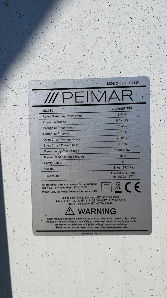 10x Peimar 310W Full Black Solar PV Panels – 3.1kW - Image 1