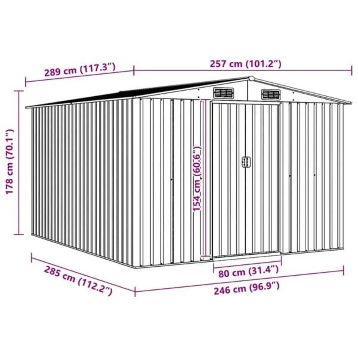 Garden Shed 257x298x178 cm Metal Grey

Description - Image 4