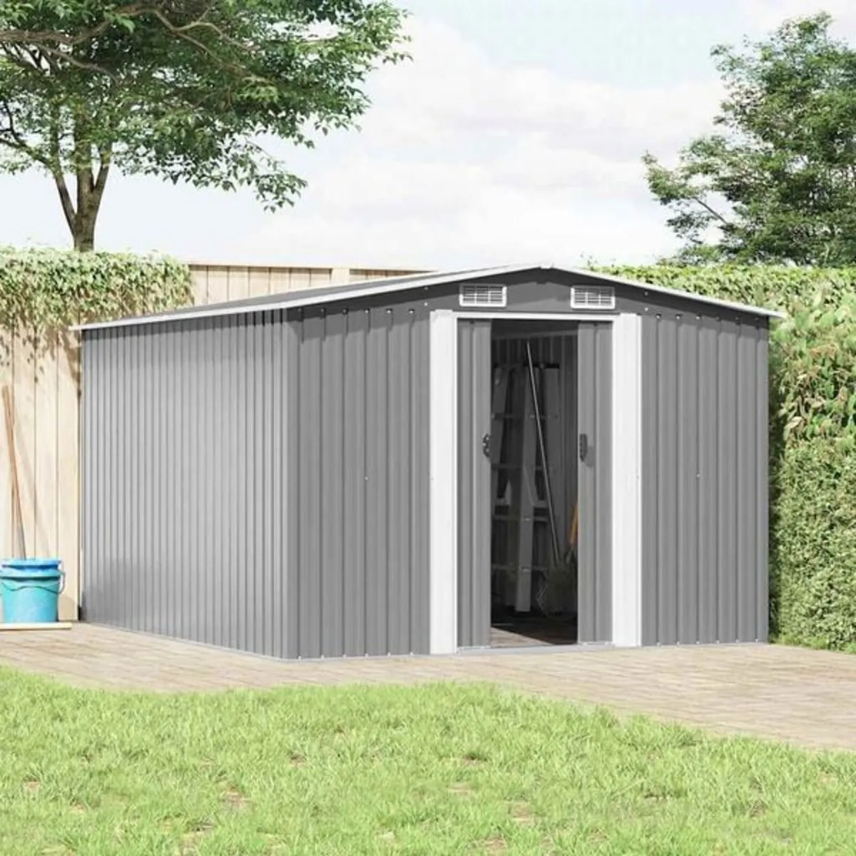Garden Shed 257x298x178 cm Metal Grey

Description - Image 1