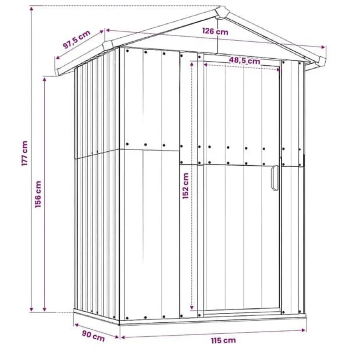 Garden Shed Green 126x97.5x177 cm Galvanised Steel - Image 4
