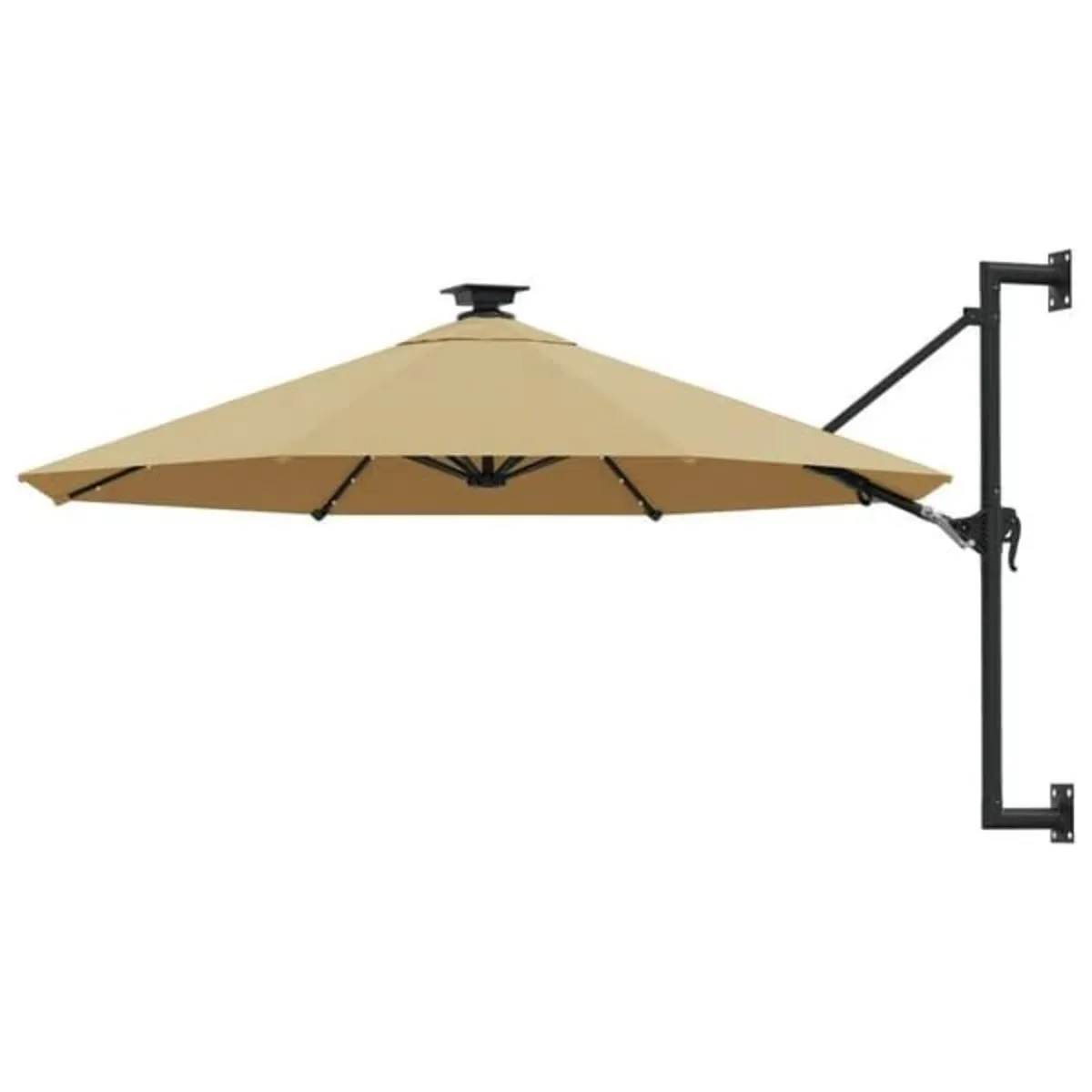 Wall-mounted Garden Parasol with LEDs 300 cm Taupe - Image 1