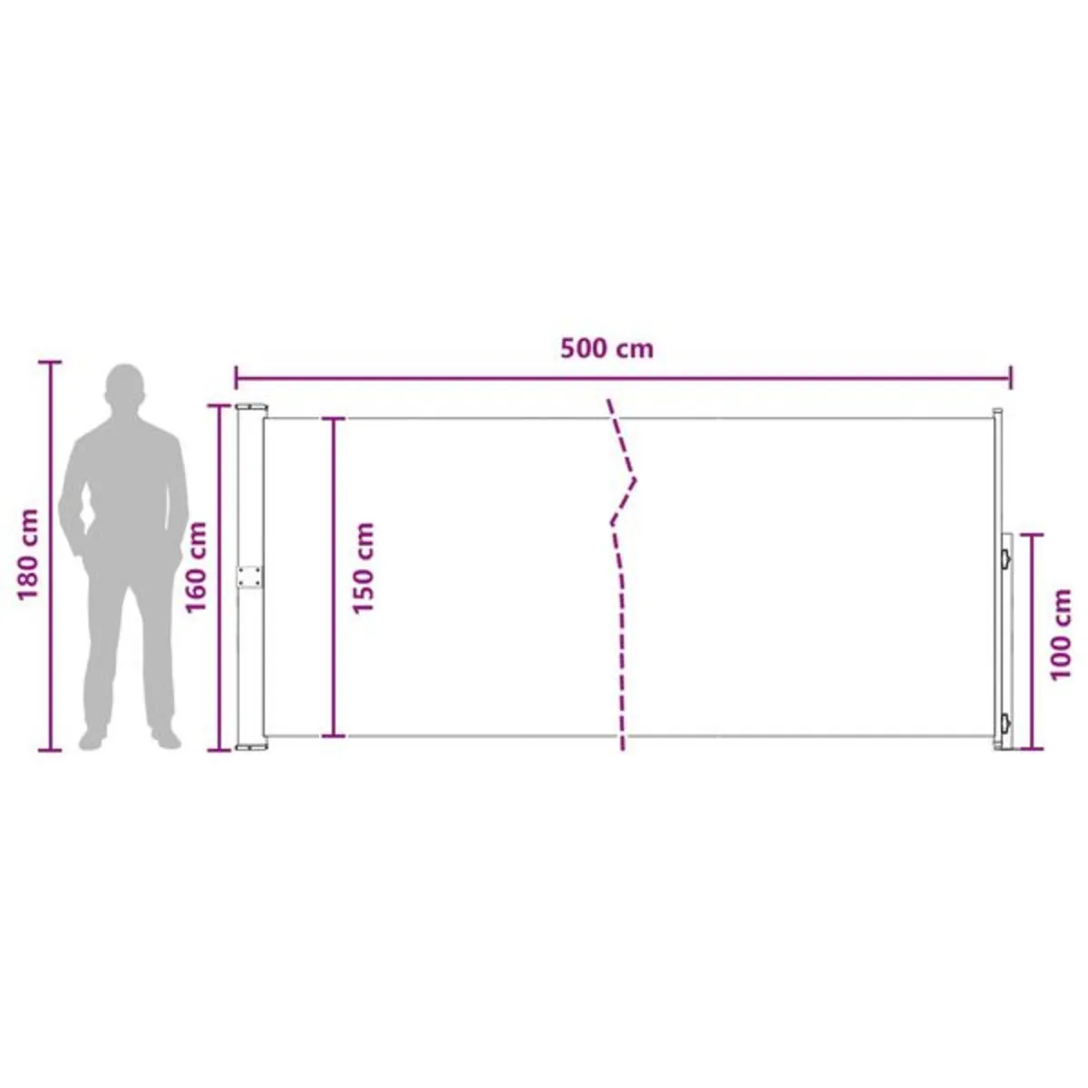 Retractable Side Awning Anthracite 500 x 160 cm Po - Image 3