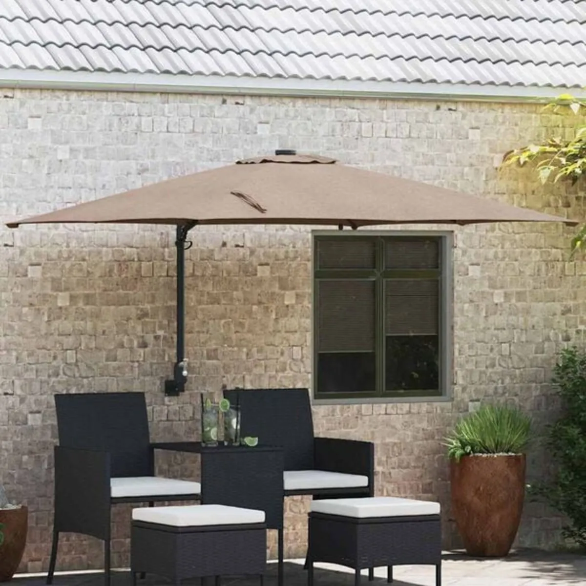 Garden Parasol Taupe 248.5 x 247.5 x 160 cm Polyes - Image 2