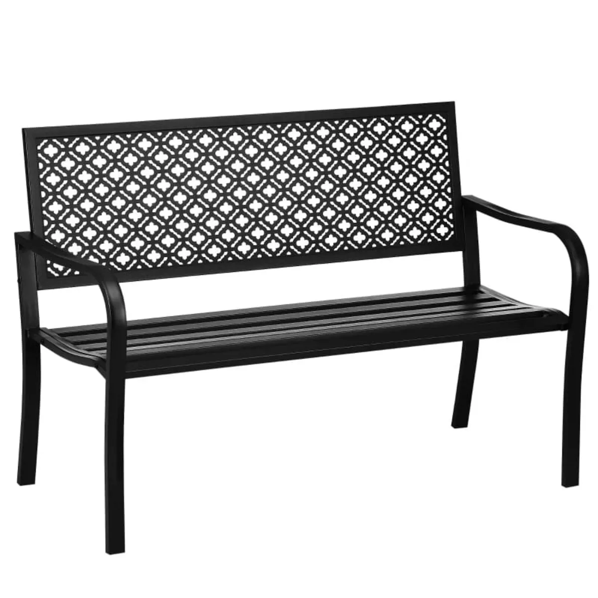 Garden bench outdoor steel garden bench with flora - Image 1