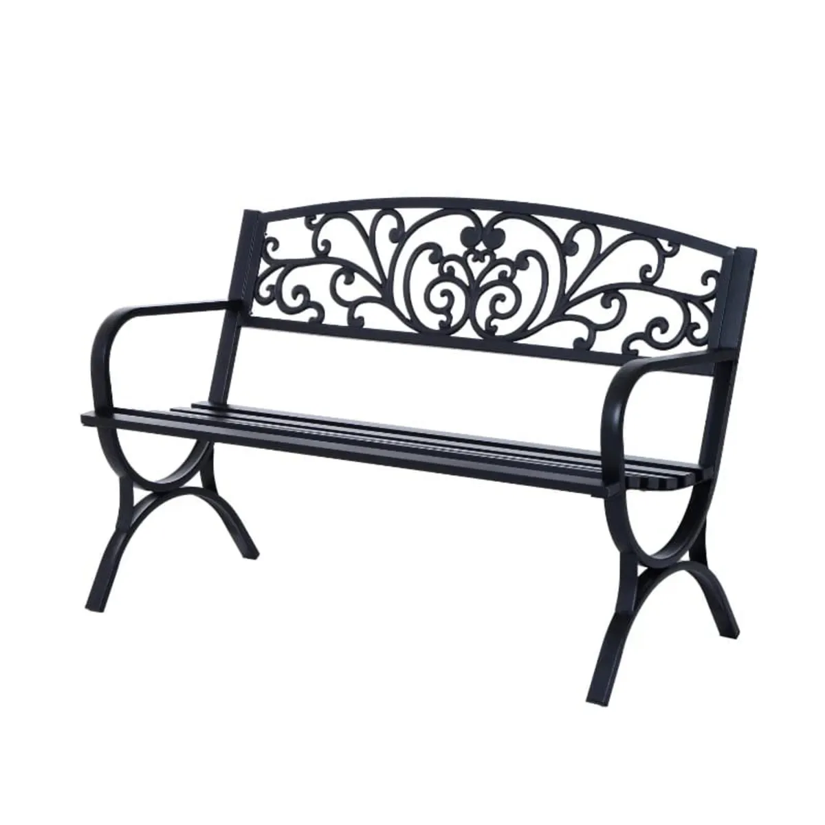 2 Seater Metal Garden Bench Garden Park Porch Chai - Image 1
