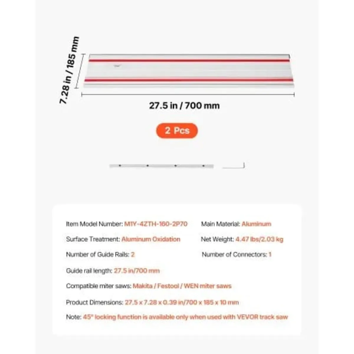 Track Saw Guide Rail, 1397 mm Cutting Range, Kit I - Image 3