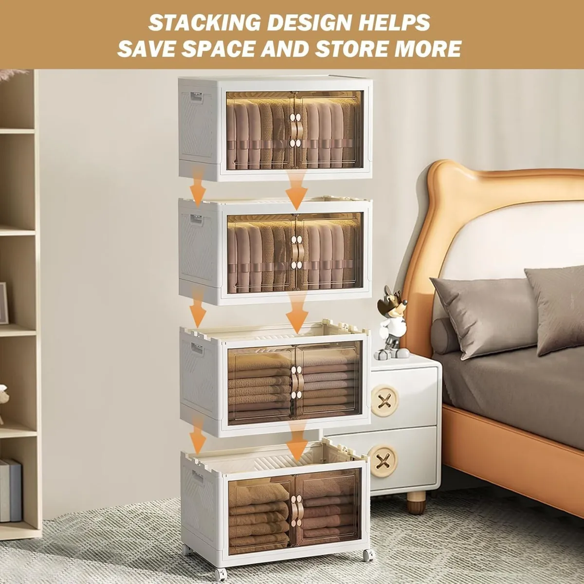 Storage Boxes with a lid 4-Piece Large Collapsible - Image 4