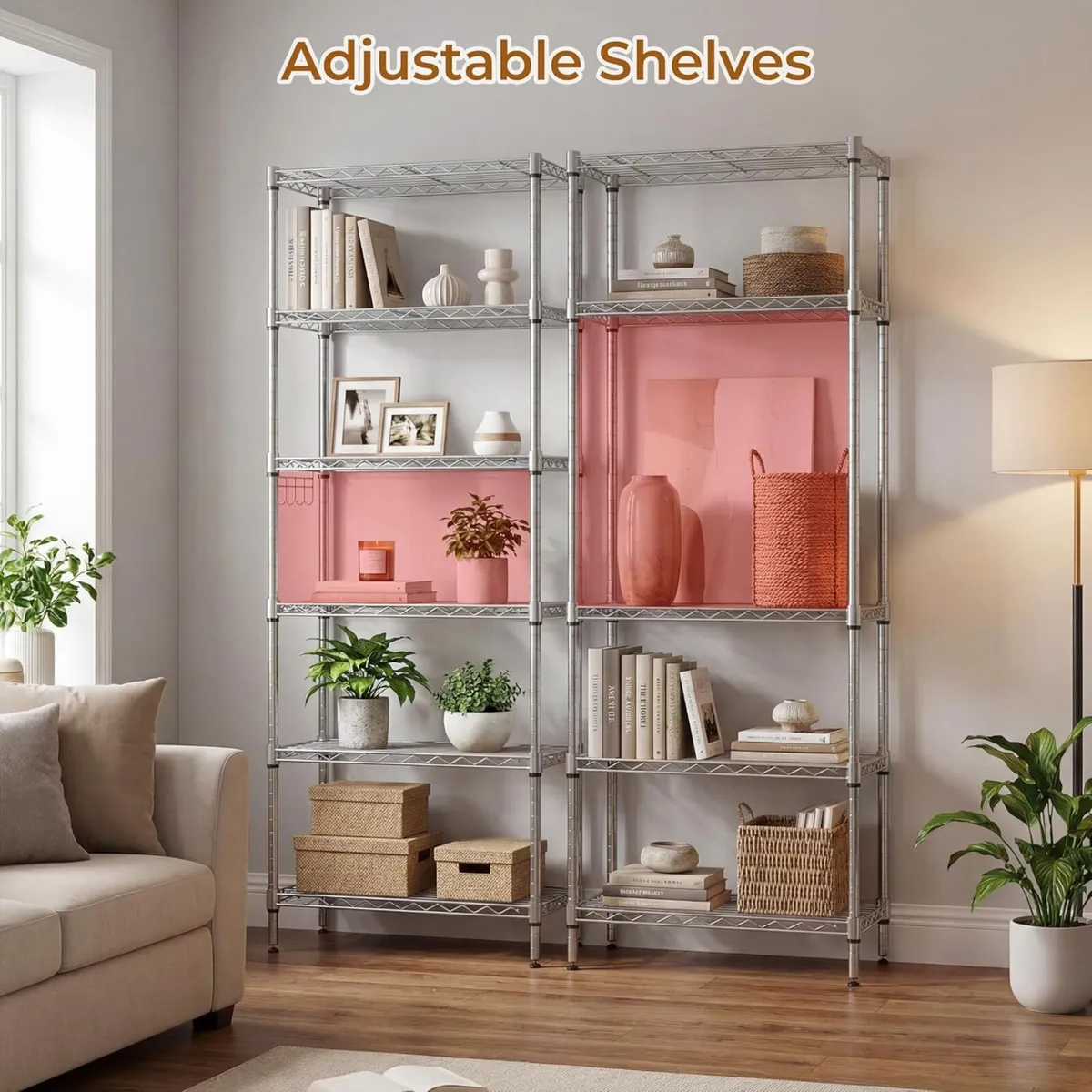 shelf unit 6-Tier Wire Shelving Metal Free - Image 2