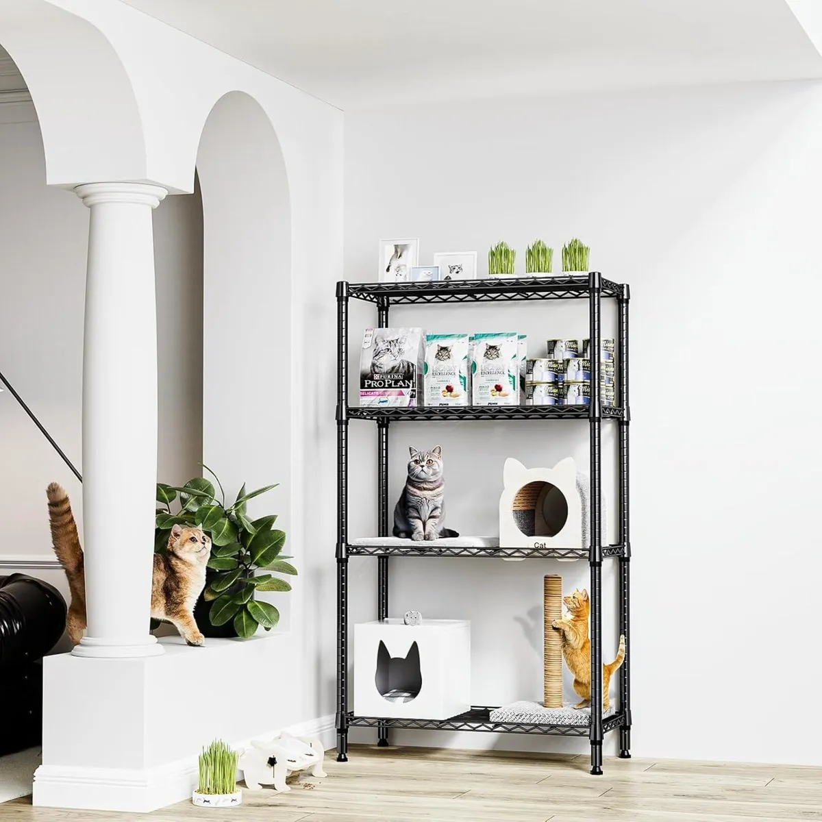 lbs 4 Tier Shelf Metal Storage Shelves Shelving - Image 2