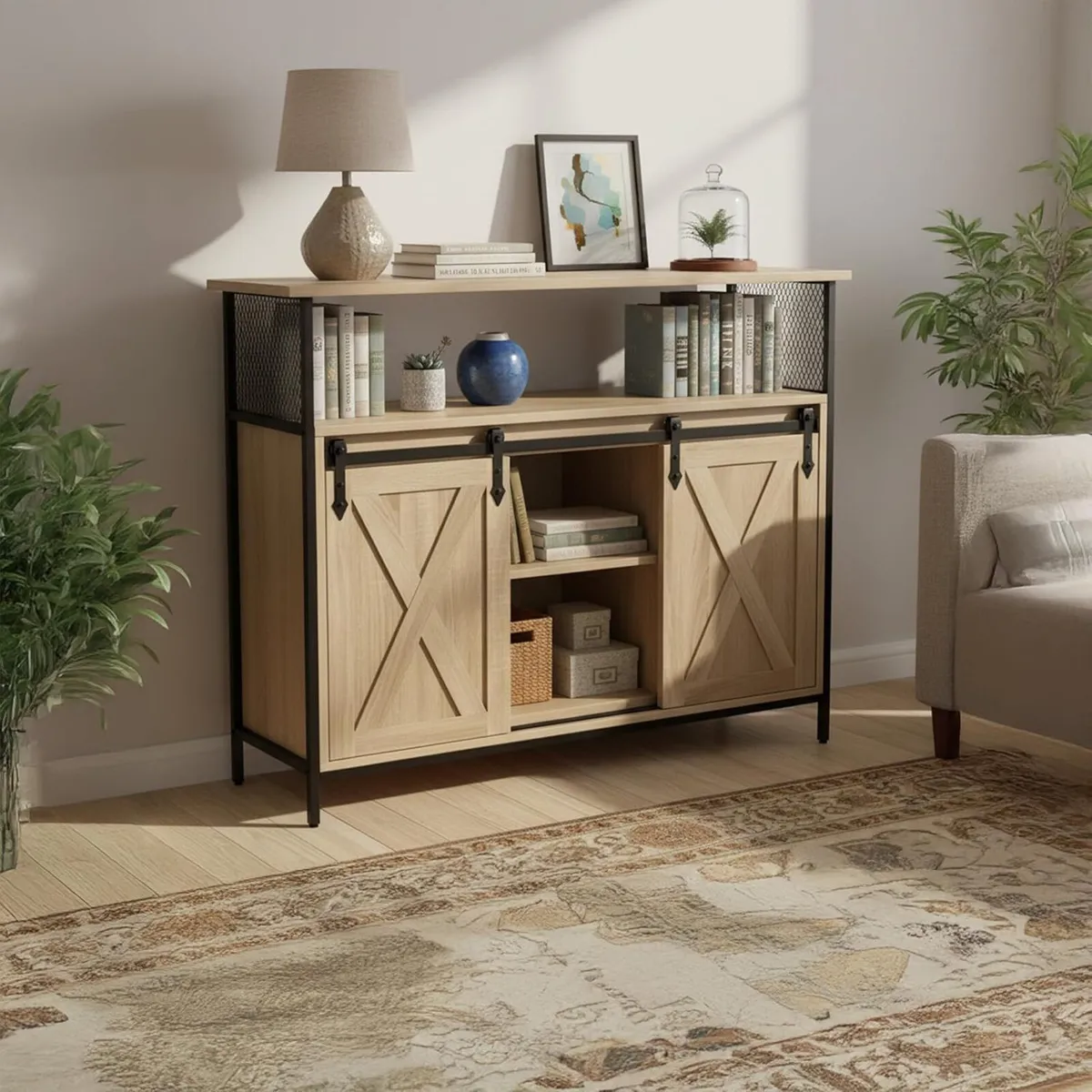 sideboard with sliding doors HWD: 80 x 100 33 cm - Image 4