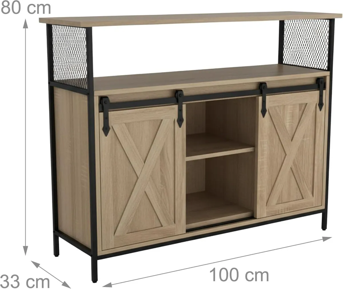 sideboard with sliding doors HWD: 80 x 100 33 cm - Image 3