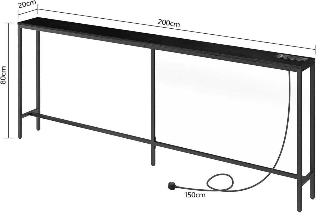 Console Table with Power Outlet 200 CM Narrow - Image 3