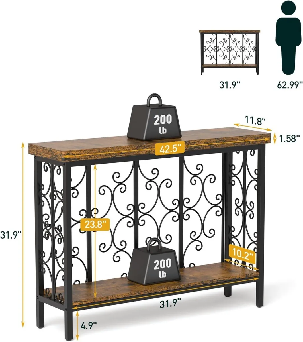 Console Table - 42.5 Industrial Hallway Slim - Image 3