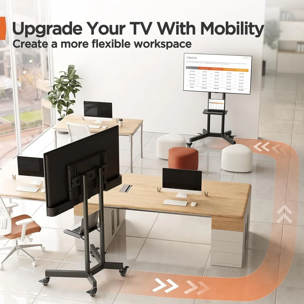 TV Stand on Wheels for 32-85 Inch Screens up to - Image 2