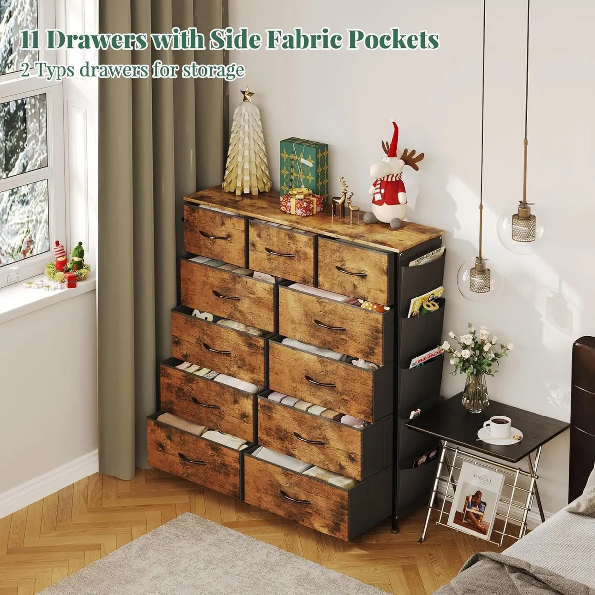 Chest of Drawers with Pockets Bedroom Cabinet for - Image 4