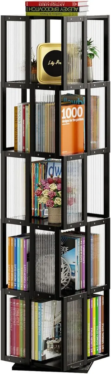 Rotating Bookshelf Tower 5 Tier，360degreesStorage - Image 1