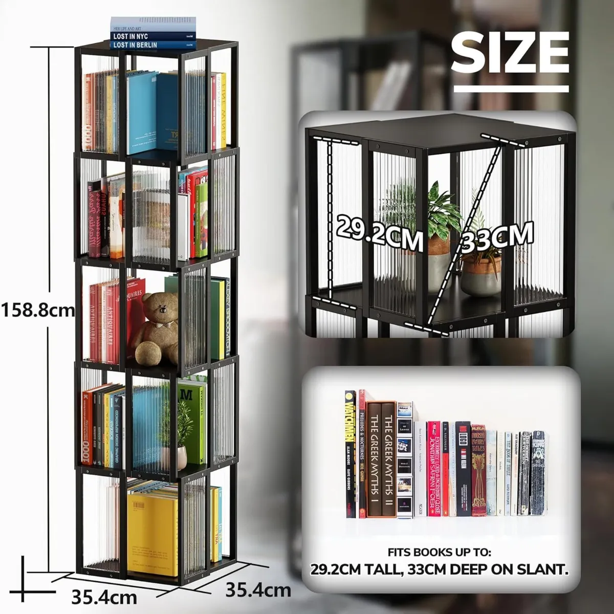 Rotating Bookshelf Tower 5 Tier，360degreesStorage - Image 3