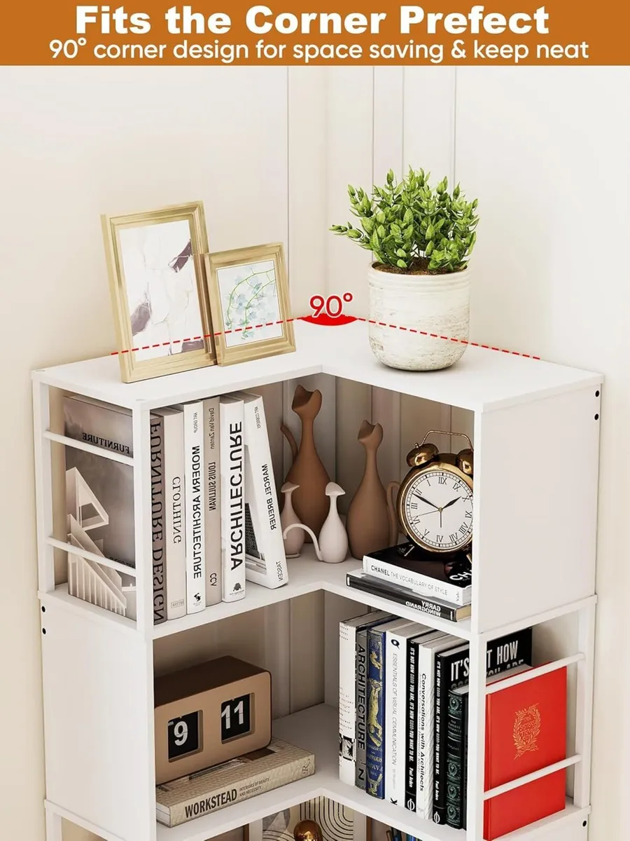7 tier corner bookshelf 74 Inches tall bookcase L - Image 3