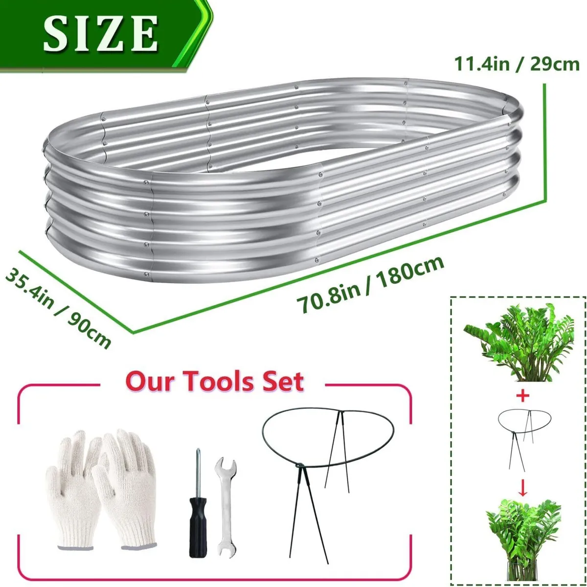 2Pcs Raised Garden Bed 6x3x1 FT Galvanized Boxes - Image 3