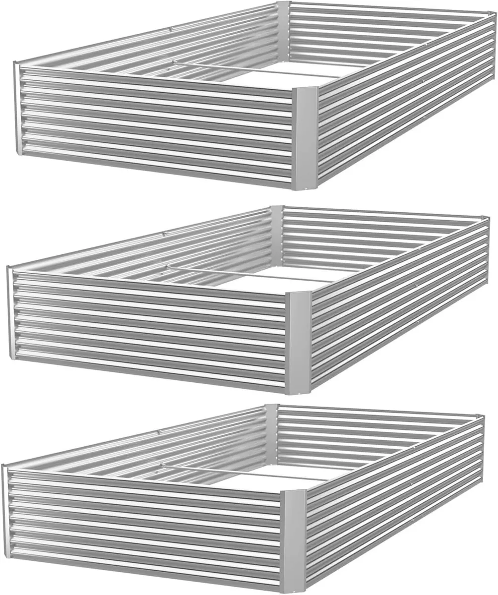 3 Pack Corrugated Galvanized Steel Raised Garden - Image 1