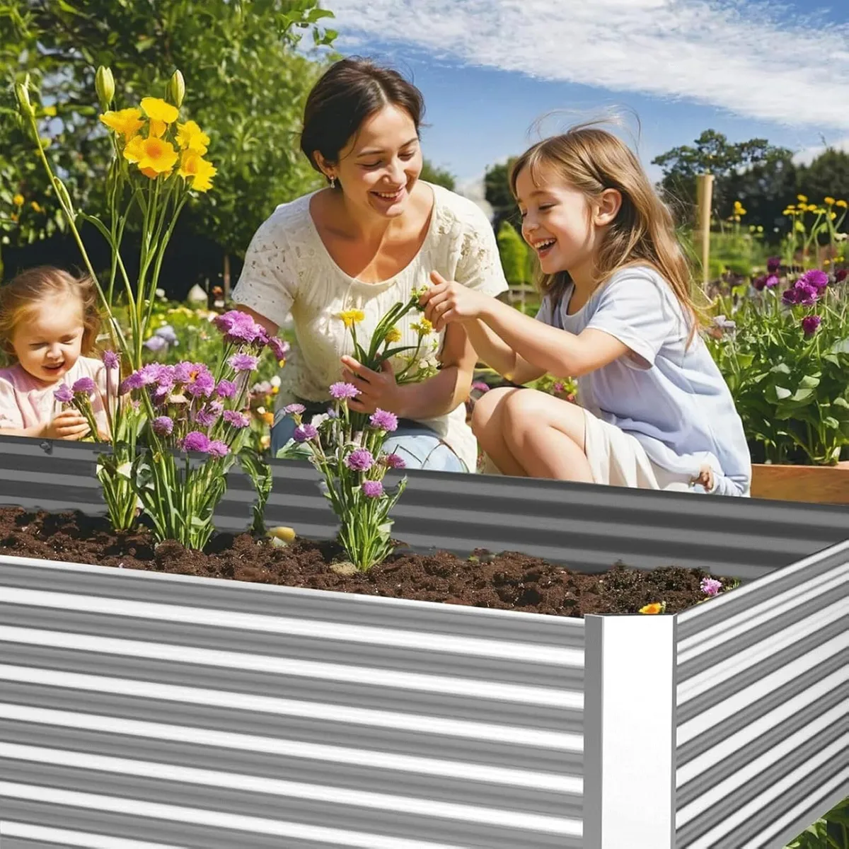 3 Pack Corrugated Galvanized Steel Raised Garden - Image 2
