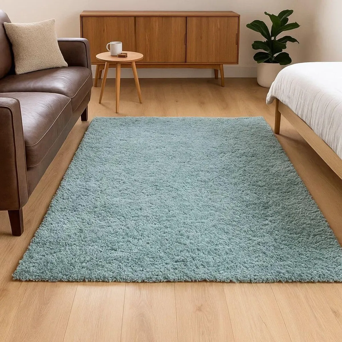 Duck Egg Blue Rug Teal Soft Pile Comfort Serene - Image 1