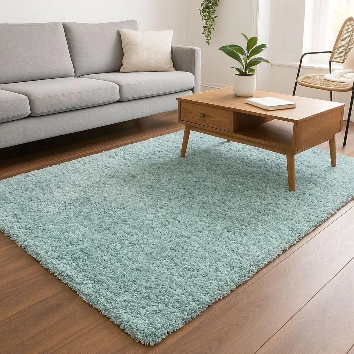 Duck Egg Blue Rug Teal Soft Pile Comfort Serene - Image 2