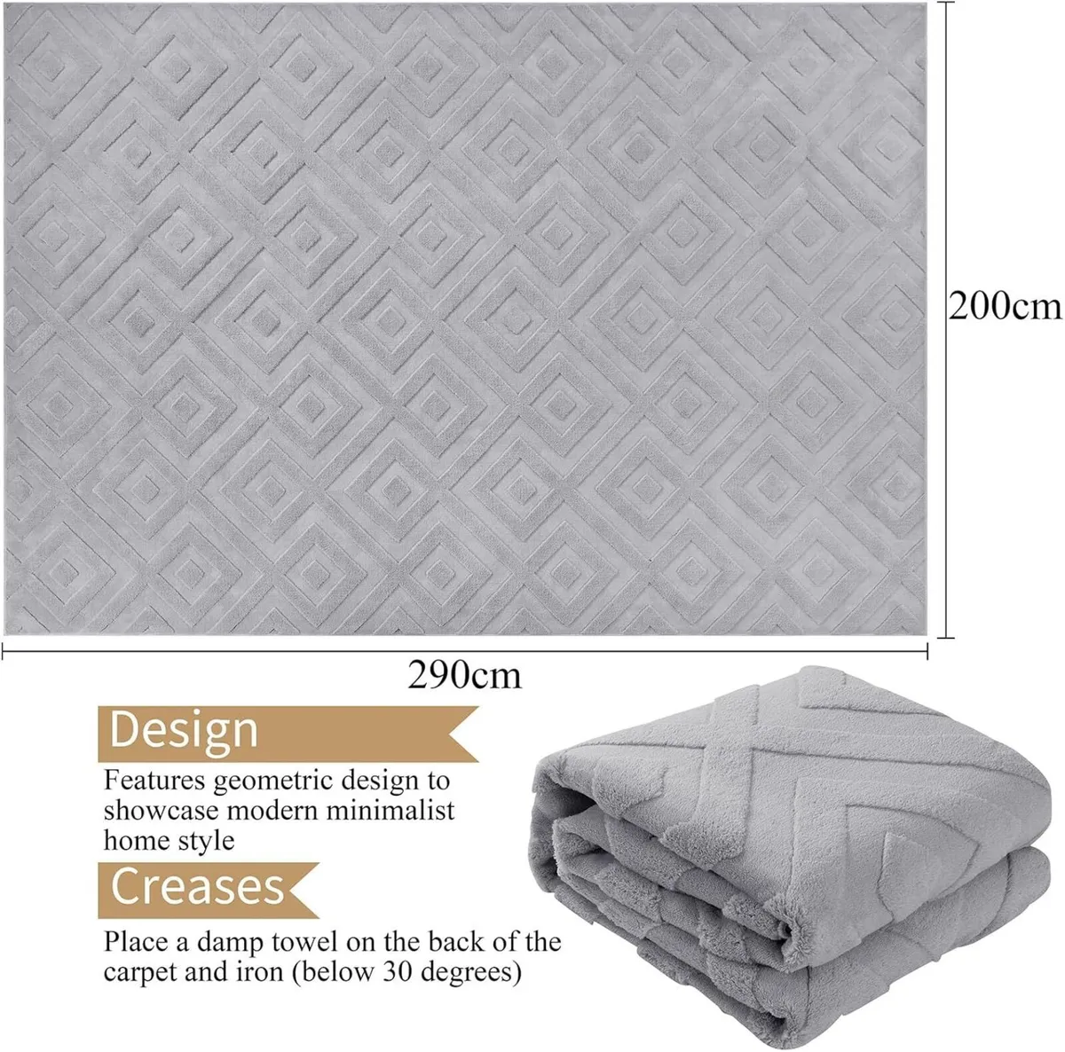 Rugs for Living Room 200x290 cm Large Soft Short - Image 2