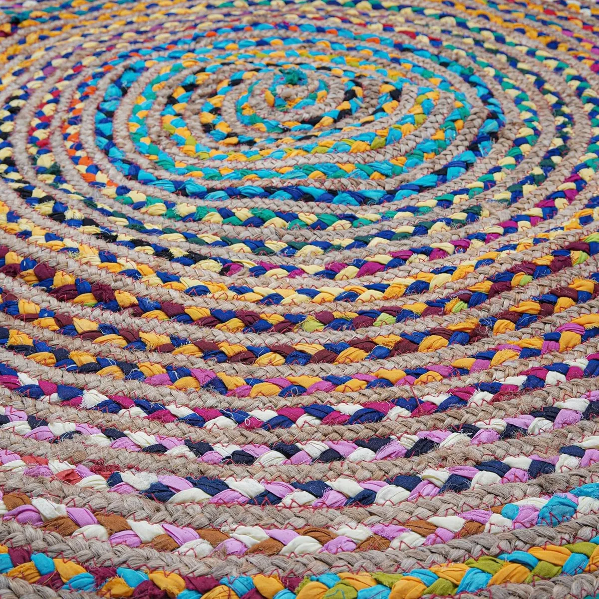 Round Chindi Jute Area Rug Braided Hand Woven - Image 4