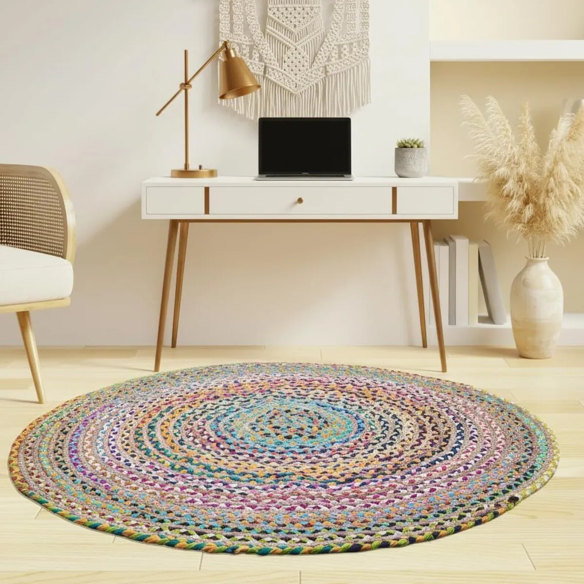 Round Chindi Jute Area Rug Braided Hand Woven - Image 2