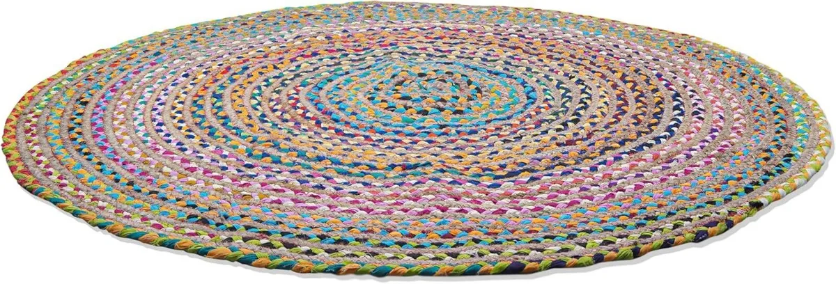 Round Chindi Jute Area Rug Braided Hand Woven - Image 3