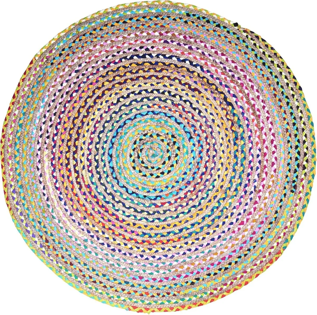 Round Chindi Jute Area Rug Braided Hand Woven - Image 3