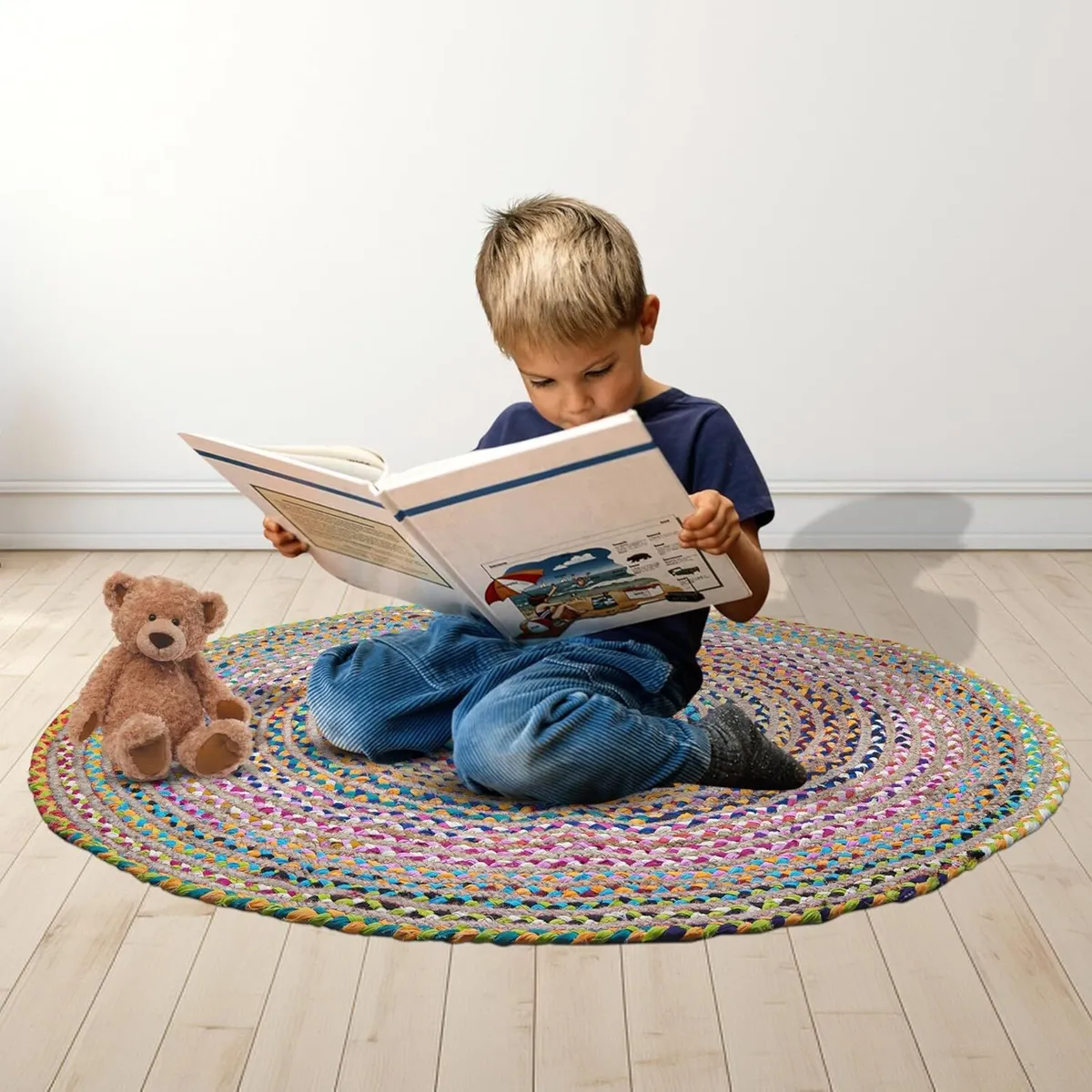 Round Chindi Jute Area Rug Braided Hand Woven - Image 4