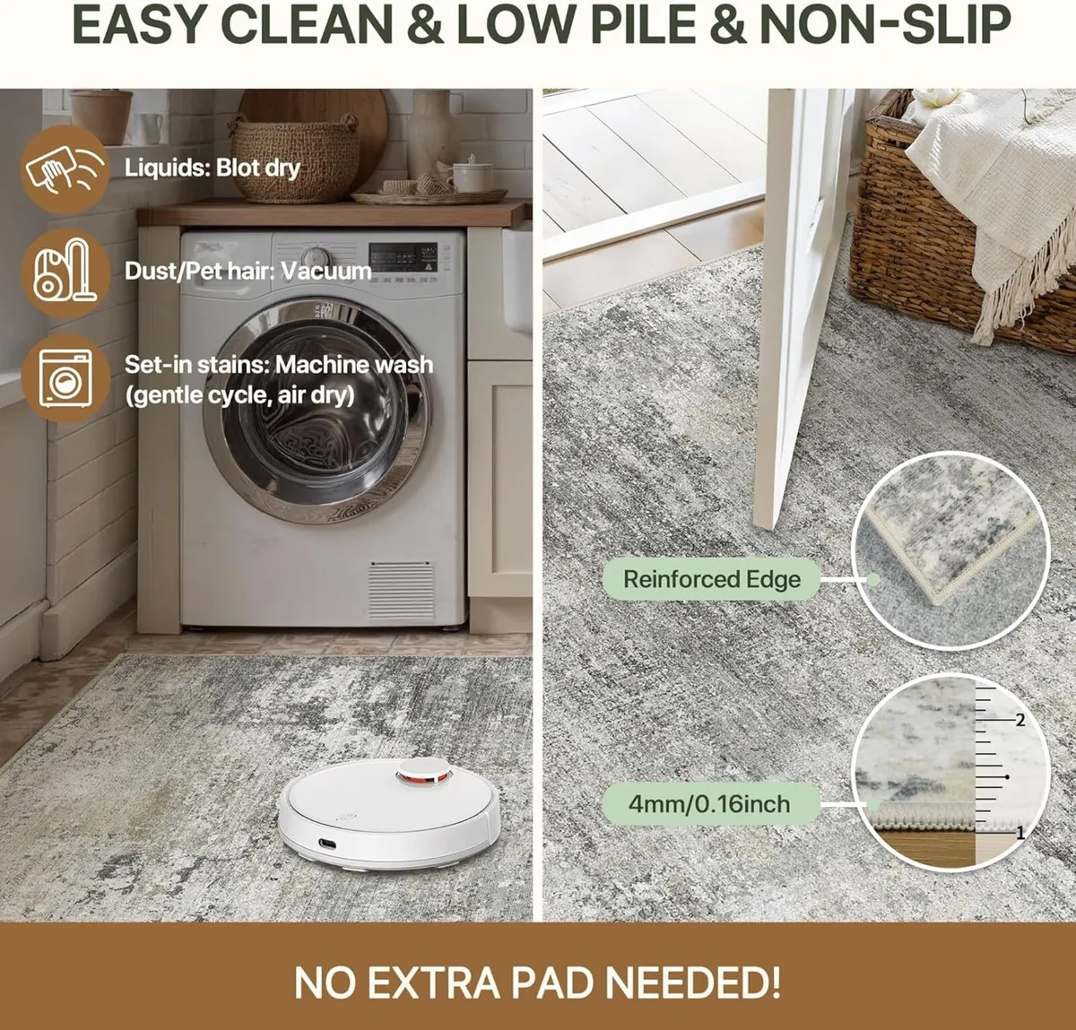 Large Washable Rugs Living Room 160x230cm - Image 2