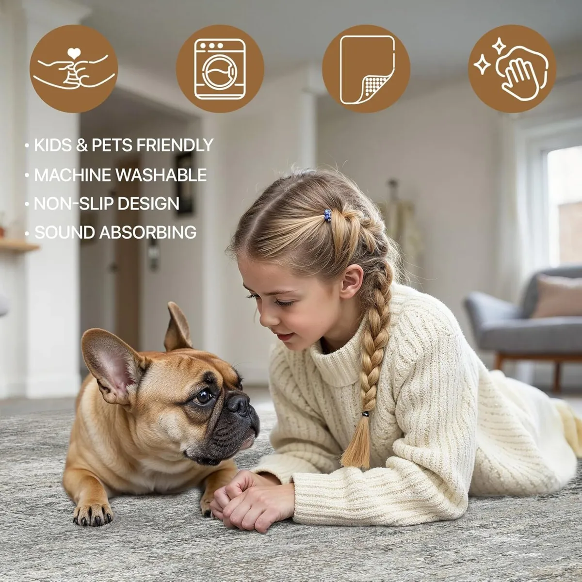 Large Washable Rugs Living Room 160x230cm - Image 3