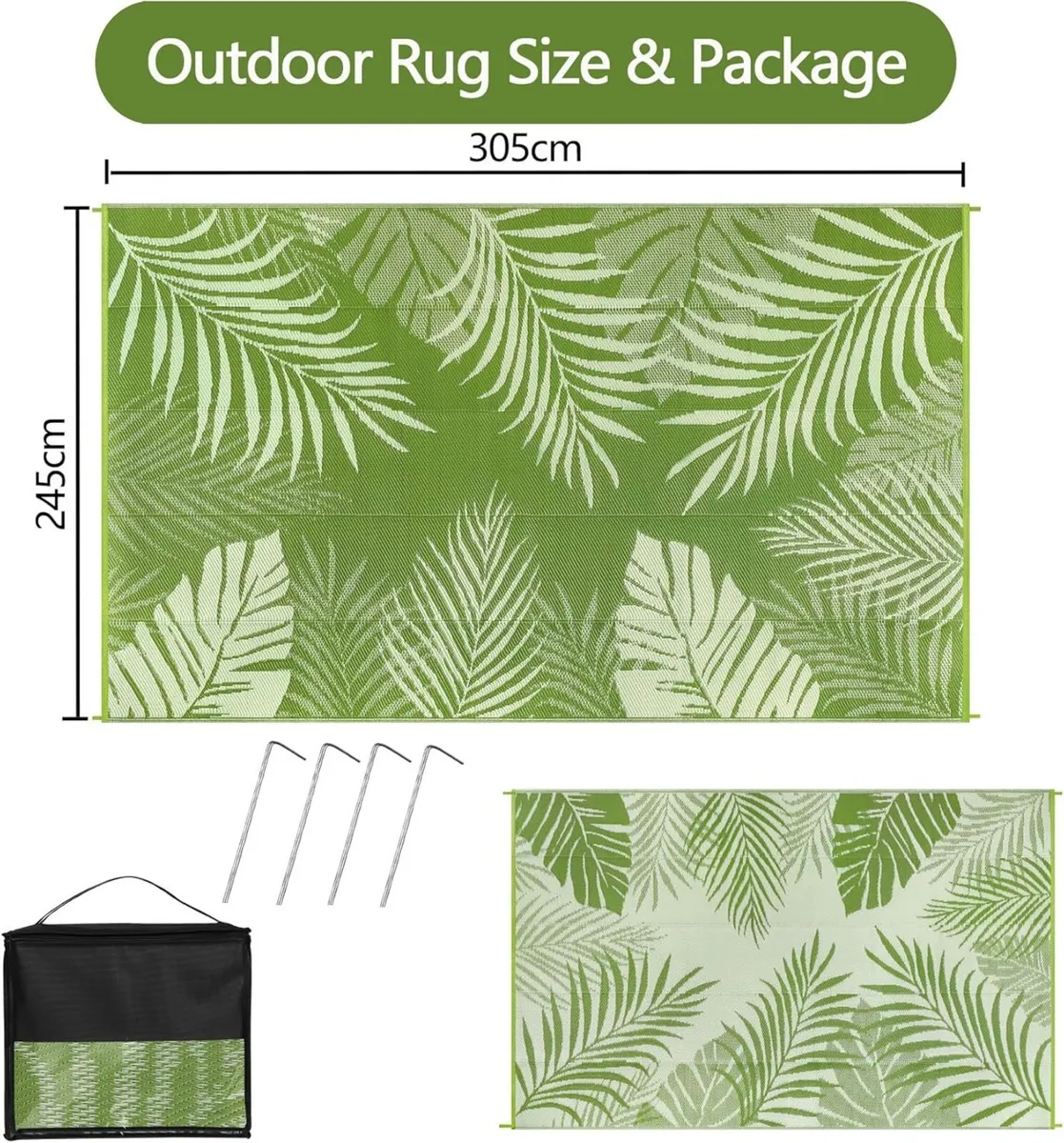 Outdoor Rugs for Garden Waterproof 245x305cm - Image 2
