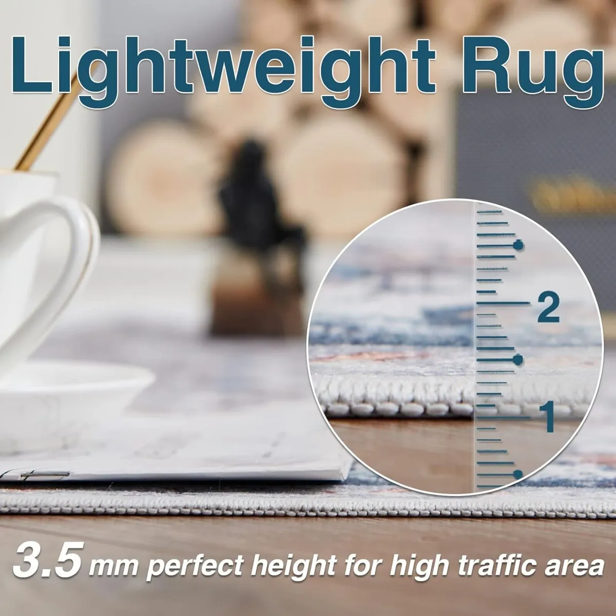 Large Rug 240x305cm Washable Floral Grey Non Slip - Image 2